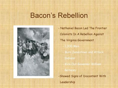 Bacon's Rebellion: Colonial Discontent Meets Native American Warfare